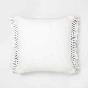 Slub Knotted Fringe Throw Pillow - Hearth & Hand